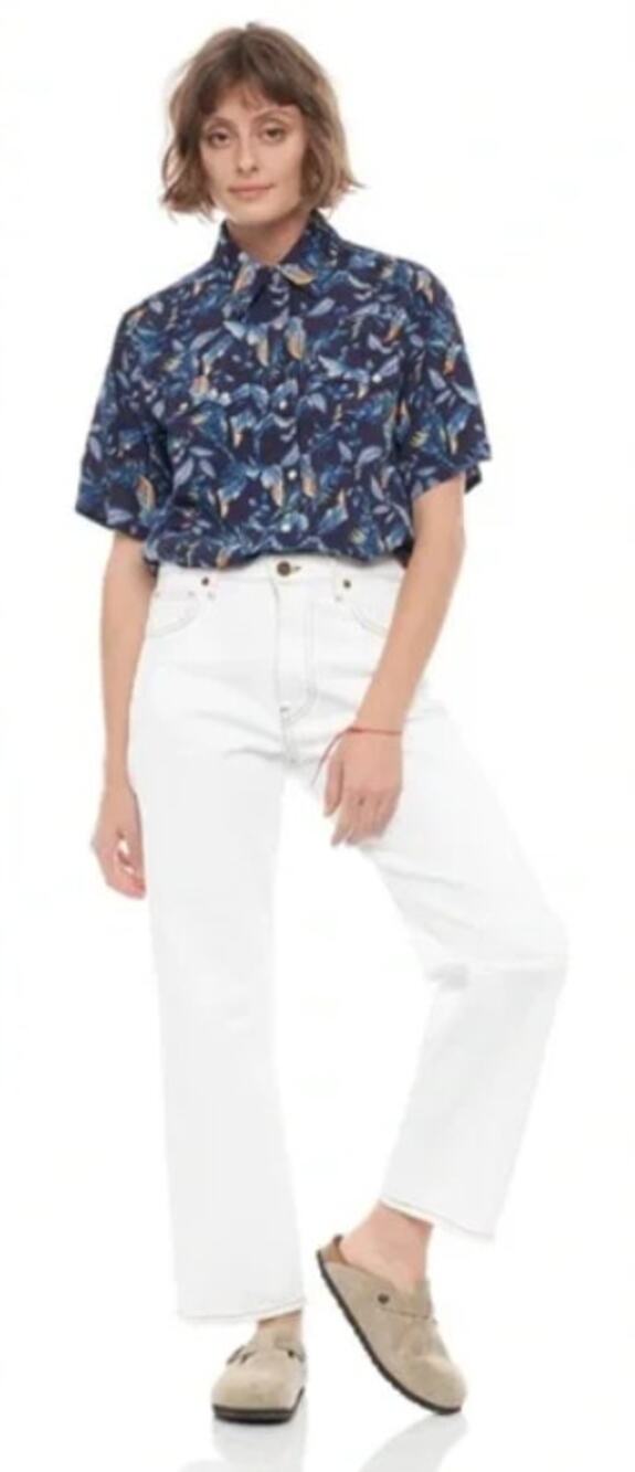 Sandrine Rose High Rise Straight Leg Jeans Denim Painter French Baggy Boho 24